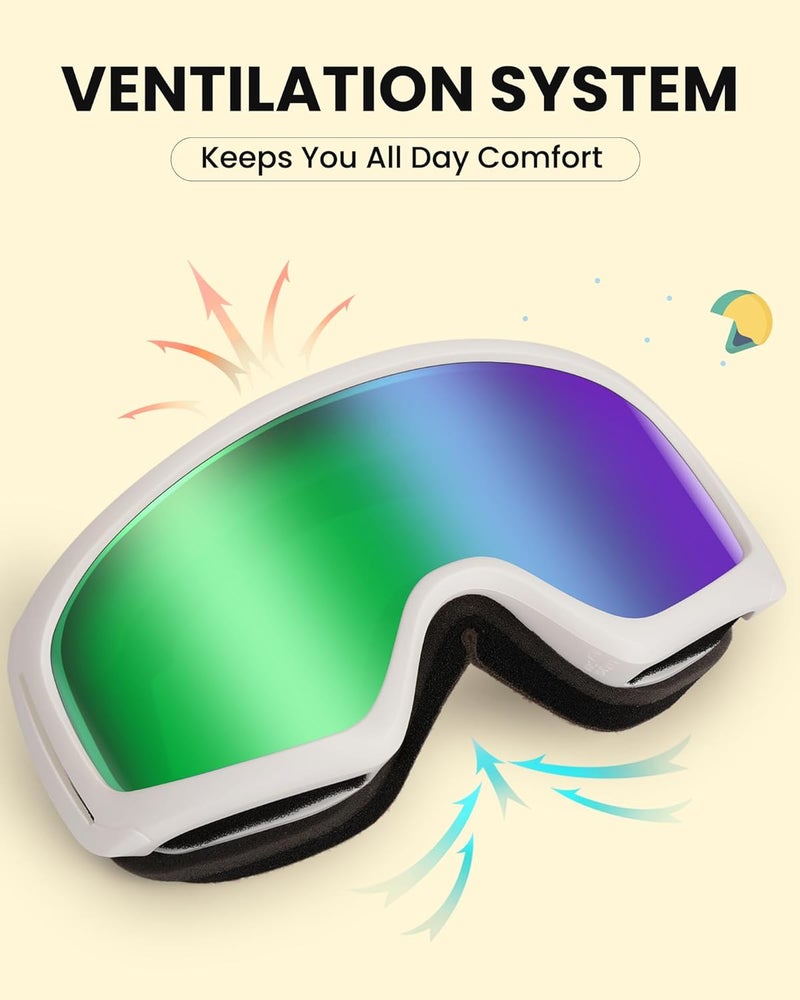 Snower Kids Ski Goggles, Anti-Fog Snow Goggles with OTG Design, 100% UV Protection, HD Lens for Kids Boys Girls - Image 5